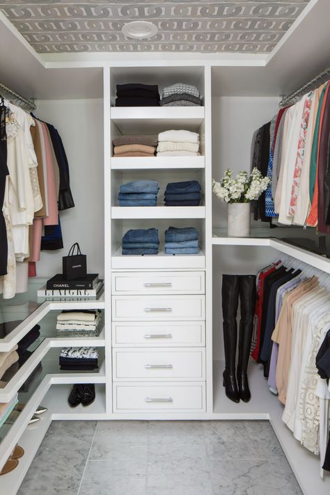 Inside the Dressing Room of a Celebrity Closet Designer — LA Closet Design Dresser Top Organization Ideas, Dream Dressing Room, Walking Closet, Walk In Closet Design, High Functioning, Closet Layout, Custom Closet, Dressing Room Design, Closet Designs