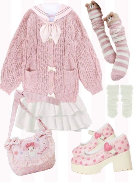 Kawaii Outfits White Background, Sanrio Outfits, Scary Place, Kawaii Outfit Ideas, Kawaii Y2k, Style Kawaii, Kawaii Fashion Outfits, J Fashion, Shopping App