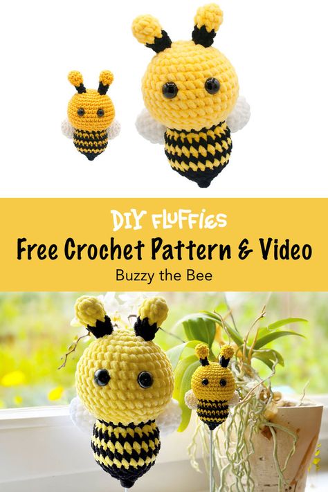 Learn how to create this adorable bee Amigurumi with this free bee crochet pattern. This is an easy to crochet pattern, great for beginners. Mini Bee Crochet, Bee Crochet Pattern, Amigurumi Bee, Crochet Project Free, Plushie Amigurumi, Bee Crochet, Crochet Plushies, Crocheted Toys, Easy Crochet Animals