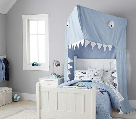 Chambray Shark Canopy Shark Themed Bedroom, Shark Bedroom, Cozy Hideaway, Shark Bedding, Shark Nursery, Shark Room, Water Room, Hung Over, Undersea World