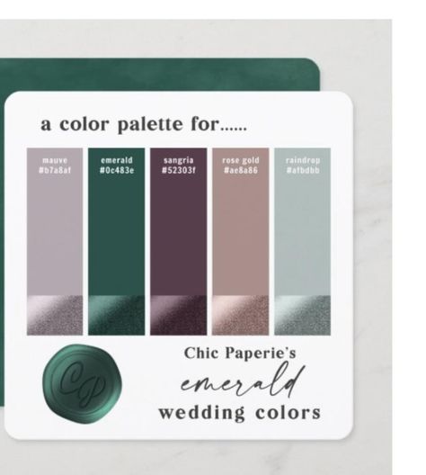 Emerald Wedding Colors, Sage Wedding, Emerald Wedding, Sangria, Wedding Colors, Color Palette, Dream Wedding, Emerald, Rose Gold