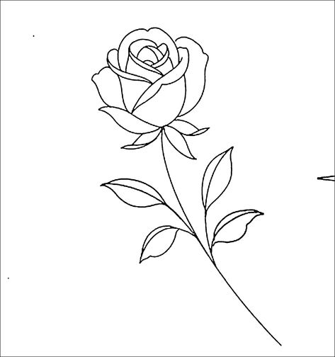 Rose With Stem Outline, Rose Tattoo Design Outline, Rose Flash Tattoo, Simple Rose Outline, Rose Outline Drawing, Rose Line Art, Rose Outline, Rose Drawing Tattoo, On Tattoo