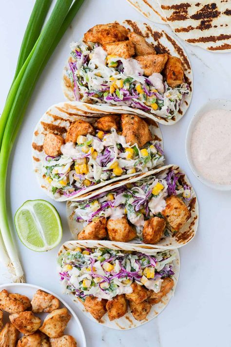 Air Fryer Chicken Tacos, Gluten Free Corn Tortillas, Fried Chicken Taco, Healthy Chicken Tacos, Tofu Tacos, Chicken Taco Seasoning, Honey Chipotle, Chicken Taco Recipes, Healthy Weeknight Meals