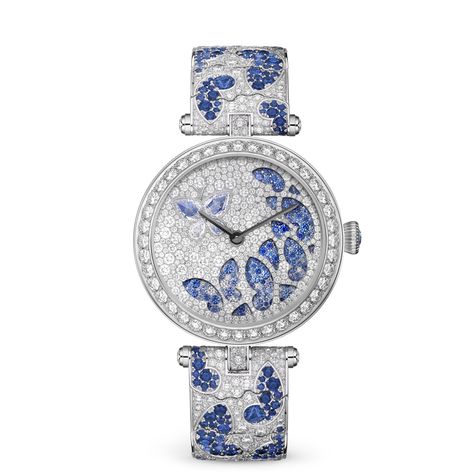 VC&A Lady Nuit des Papillons SIHH 2016 Van Cleef Watch, Van Cleef & Arpels, Vvs Diamond, Round Sapphire, Gold Caps, Womens Watches Luxury, White Gold Bracelet, Jewelry Lookbook, Mechanical Movement