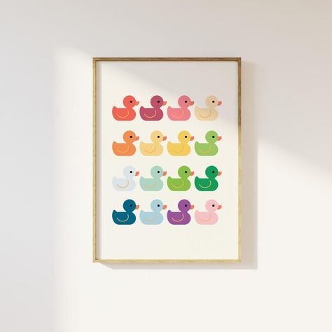 Rubber Duck Wall Art, Quirky Duck Drawing Print, Cute Duck Poster, Fun Trendy Animal Print for Bathroom Decor and Digital Home Decoration Rubber Duck Art, Rubber Duck Bathroom, Duck Poster, Duck Wall Art, Duck Drawing, Duck Art, Bathroom Themes, Cute Duck, Magical Art