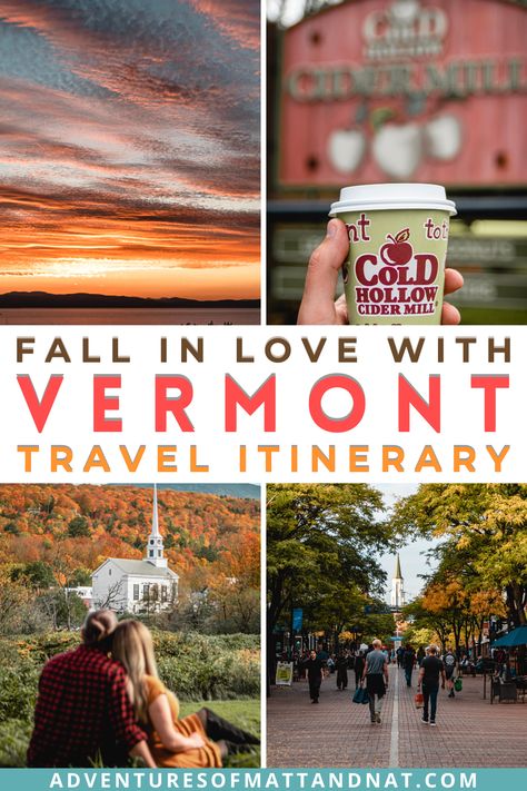 Vermont is a beautiful state at any time of year, but it's especially magical in the fall when the leaves change color. Discover the breathtaking beauty of Vermont in the fall season with our comprehensive travel itinerary. Get ready to fall in love with Vermont's enchanting fall charm and plan your dream getaway today! Vermont In The Fall, Vermont Travel, Vermont Vacation, Perfect Fall Day, Vermont Fall, England Trip, Florida Springs, Fall Vacations, New England Fall