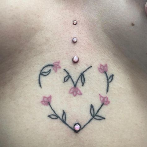 Cute Sternum Tattoo Women, Cute Chest Tattoos, Heart Sternum Tattoo, Star Sternum Tattoo, Dainty Sternum Tattoo Women, Heart Chest Tattoo, Small Sternum Tattoo, Floral Sternum Tattoo, Sternum Piercing