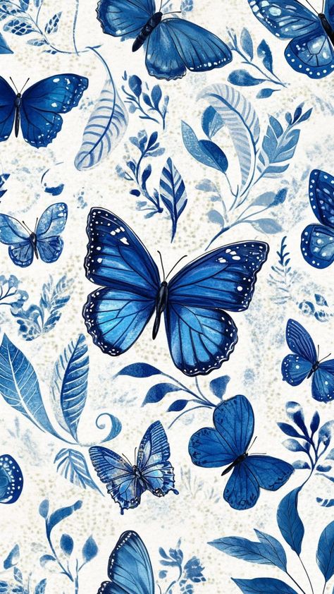 boho butterfly blue wallpaper Blue Wallpapers For Iphone, Baby Blue Iphone Wallpaper, Sea Elements, Idk Aesthetic, Lock Screen And Home Screen, Floral Drawings, Colored Pencil Drawing Ideas, Thibaut Wallpaper, Summer Themes