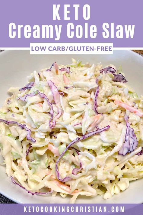 Easy Cole Slaw - Keto and Low Carb This creamy cole slaw is incredibly quick and easy to make, perfect for your next barbecue! #ketosides #lowcarbsides #lowcarbcoleslaw #sugarfreecoleslaw #lowcarbcoleslaw #ketocoleslaw Easy Cole Slaw, Creamy Cole Slaw, Keto Cole Slaw, Low Carb Coleslaw, Easy Coleslaw, Creamy Coleslaw, Low Carb Salad, Cole Slaw, Low Carb Sides