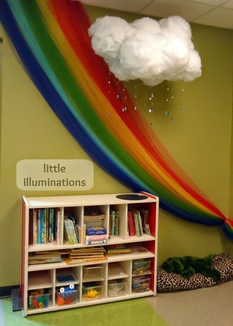 Sunday School Rooms, Preschool Rooms, Sunday School Classroom, Church Nursery, Home Daycare, Book Corners, School Bulletin Boards, School Room, Rainbow Theme