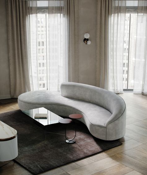 Neotenic Design, Sofa Curved, Trendy Furniture, Round Sofa, Dream Studio, Curved Sofa, Luxury Sofa, Apartment Interior, Banquette