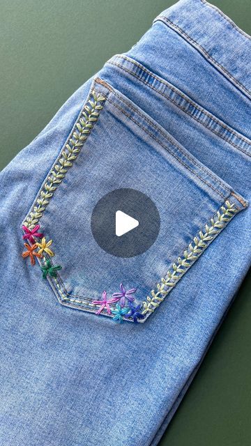 Denim Pocket Embroidery, Embroidery On Denim Jeans, Jeans Back Pocket Embroidery, Embroidered Jeans Pocket, Pocket Embroidery Design, Embroidery On Jeans Pocket, Jean Pocket Embroidery, Embroidery On Jeans, Pocket Embroidery