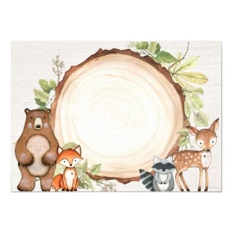 Woodland Animal Birthday, Woodland Animals Theme, Forest Birthday, Animal Baby Shower Invitations, Animals Baby Shower, Baby Shower Woodland Theme, Baby Boy 1st Birthday, Baby Clip Art, Woodland Forest