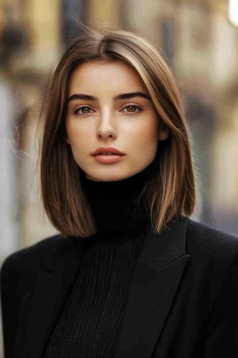 Trendsetting Shoulder Length Hairstyles for Fall: 21 Must-Try Looks Sleek Blowout Hairstyles, Shoulder Length Hairstyles Round Face, Hair Above Shoulders, Brunette Shoulder Length Hair, Above The Shoulder Haircuts, Above Shoulder Hair, Brown Shoulder Length Hair, Hairstyles For Fall, Sleek Blowout