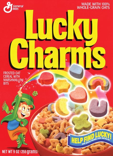 1993 Sereal Sarapan, Lucky The Leprechaun, Marshmallow Bits, Rice Crispy Treats Recipe, Cereal Packaging, Lucky Food, Kids Cereal, Lucky Charms Cereal, The Leprechaun