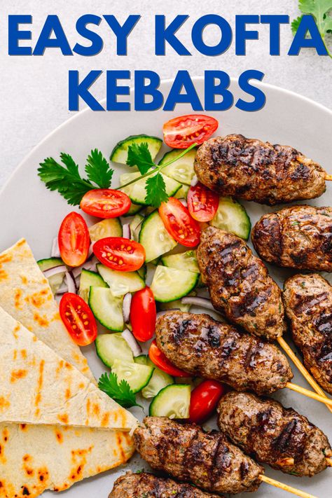 Lamb Koftas Recipe, Greek Minced Beef Recipes, Greek Minced Beef, Kofta Kebab Recipes, Greek Kofta Recipe, Easy Kofta Recipe, Kofta Lamb Recipe, Turkish Meat Recipes, Middle East Meatballs