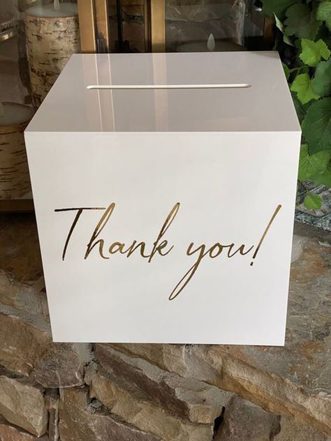 Box For Wedding Gifts, Guest Boxes For Wedding, Wedding Card Box Ideas Elegant White, Gift Box Wedding Ideas, White Acrylic Card Box Wedding, Wedding Box Gift, Card Wedding Box Ideas, Card Drop Box Ideas, Box For Cards At Party