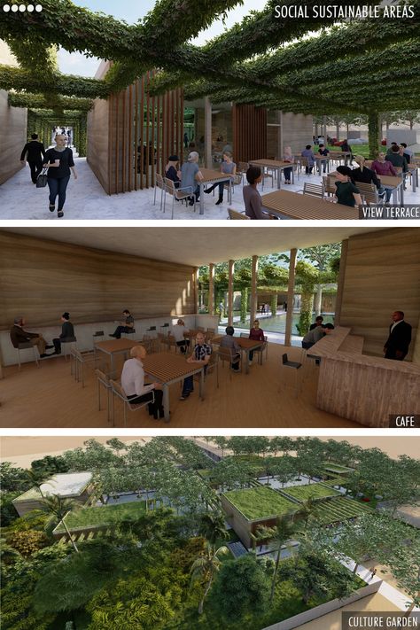 The Oasis Cultural Center - An energy-efficient cultural hub | Cultural Architecture Results Cultural Center Architecture, Landscape Design Competition, Architecture Portfolio Layout, Floating Architecture, Museum Design, Moroccan Culture, The Oasis, Cultural Architecture, Architecture Design Concept