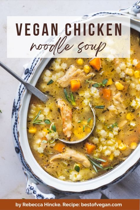 Vegan Chicken Noodle Soup, Tofu Chicken, Cheap Vegan Meals, Chicken Noodle Soup Recipe, Tofu Soup, Radicchio Salad, Noodle Soup Recipe, Vegan Chicken, Vegetable Noodles