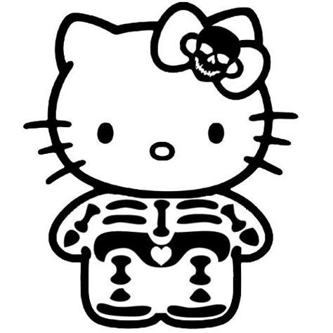 Hello Kitty Skeleton, Kitty Tattoo, Images Hello Kitty, Hello Kitty Colouring Pages, Hello Kitty Tattoos, Card Png, Skeleton Sticker, Ios Ideas, Kitty Coloring