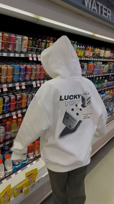 lucky you hoodie text: the universe is on your side roll the dice.  trendy and original also available in a t shirt form! check out my shop :) unisex Gildan hoodie with high quality screen-print. our model is wearing large - size up for an oversize fit. 50% pre-shrunk cotton, 50% polyester This item is MADE TO ORDER. Production takes up to 7 days, and shipping takes additional time - time varies by carrier. if you have any questions, please feel free to contact me through my shop :) Hoodie Outfit Ideas, Pacsun Hoodie, Etsy Aesthetic, Urban Hoodies, Outfits Hoodie, Graphic Hoodies Aesthetic, Hoodies Cute, Cute Hoodies, Hoodie Outfits