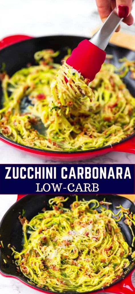 Zucchini Dishes, Zucchini Carbonara, Recipes Zucchini, Keto Salads, Spiralized Zucchini, Simple Pasta, Zoodle Recipes, Carb Alternatives, Bacon Eggs