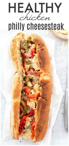 Chicken Philly Cheesesteak {Crockpot} | Haute & Healthy Living Philly Cheesesteak Crockpot, Cheesesteak Crockpot, Chicken Philly Cheesesteak Recipe, Hoagie Bread, Healthy Crockpot Chicken, Philly Cheesesteak Recipe, Chicken Philly Cheesesteak, Chicken Cheesesteak, Cheesesteak Sandwich