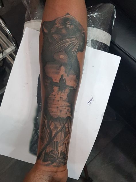 Guyana Tattoo Ideas, Guyanese Tattoo Ideas, Liberian Tattoos, Jungle Themed Tattoo, Ghana Tattoo Ideas, Jamaican Tattoo Ideas For Men, Guyana Tattoo, African Tattoo Ideas For Men, Jamaica Tattoo Ideas