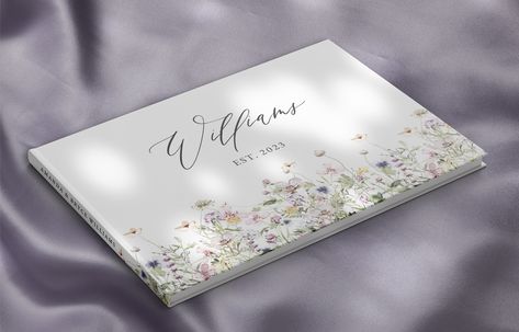 Personalized Wedding Guestbook, Wildflower Guestbook, Alternative Guestbook, Hardcover Guest Book, Garden Wedding Book, Landscape Guestbook Book Landscape, Book Garden, Wildflower Wedding Invitations, Letter Case, Personalized Wedding Guest Book, Wedding Guest Books, Font Pairing, The Wedding Date, Ribbon Bookmarks