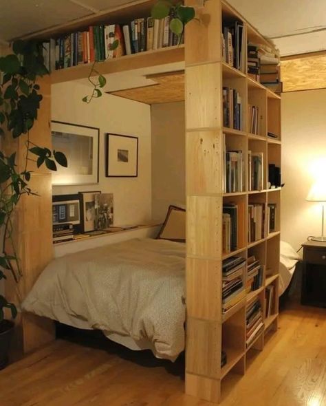 Wood Crate Room Divider, Architecture Room Ideas, Aesthetic Room Divider, Book Rooms Ideas, Small Room Storage Ideas, Room Divider Storage, Creative Room Ideas, Kallax Room Divider, Shelf Room Divider