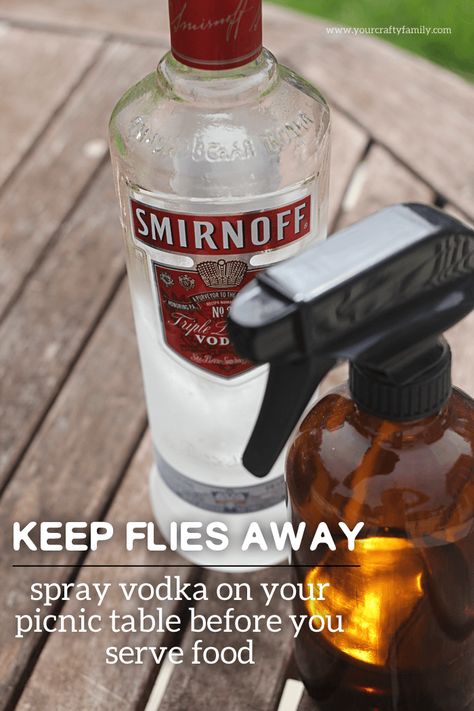 DIY Fly Spray. Find original post here: http://yourcraftyfamily.com/keep-flies-away-from-food/ Backyard Hacks, Fly Spray, Bug Repellent, Insect Repellent, Sleep Deprivation, Back To Nature, Diy Hacks, Camping Hacks, Pest Control