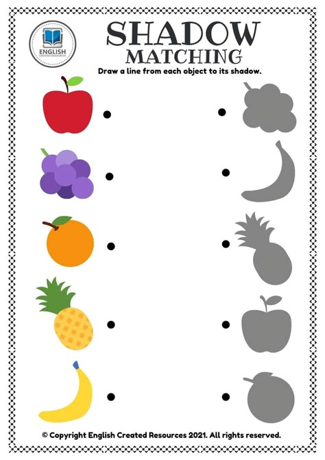 Vegetables Worksheets For Kids, Preschool Activity Sheets, Kindergarten Math Worksheets Addition, Shape Worksheets For Preschool, Shadow Matching, Preschool Activities Printable, Fun Worksheets For Kids, Matching Activities, Kids Worksheets Preschool