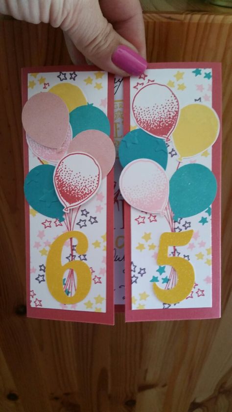 Balloon celebration stamp'in up. My Mom's 65th Birthday card 65th Birthday Cards For Women, 65 Birthday Card, 65th Birthday Cards For Women Handmade, 65 Birthday Cards Handmade, 70th Birthday Cards For Women Handmade, Birthday Card 50 Years, Diy 60th Birthday Card, 65th Birthday Ideas, Diy 60th Birthday