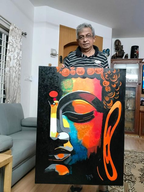 Wall Creative Painting, Live Painting Ideas, Gautam Buddha Painting Canvases, Abstract Buddha Painting, Indian Acrylic Painting, Buddha Painting Acrylic On Canvas, Acrylic Painting Buddha, Lord Buddha Paintings, Buddha Painting Acrylic