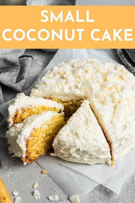 Cake For Two Recipe, Small Batch Cookies, Small Batch Baking, Coconut Cake Recipe, Coconut Desserts, Dessert For Two, Small Desserts, Mini Cake, Bread Cake