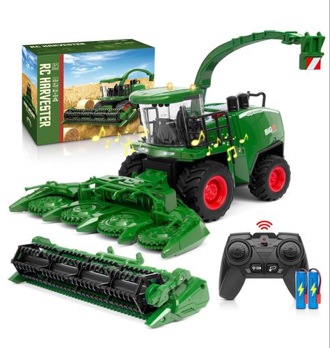 Remote Control Combine Harvester Tractor Toy, 1/24 Scale RC Harvester Toys for Kids with 2 Grian Heads/2 Rechargeable Batteries/Light, Farm Toys for 4 5 6 7 8 9 Year Old Boys Christmas Birthday gift. Rc Tractors, Combine Harvester, Farm Toys, Battery Lights, Boys Birthday, Birthday Gifts For Boys, Amazon Products, Toys For Kids, Boys Christmas