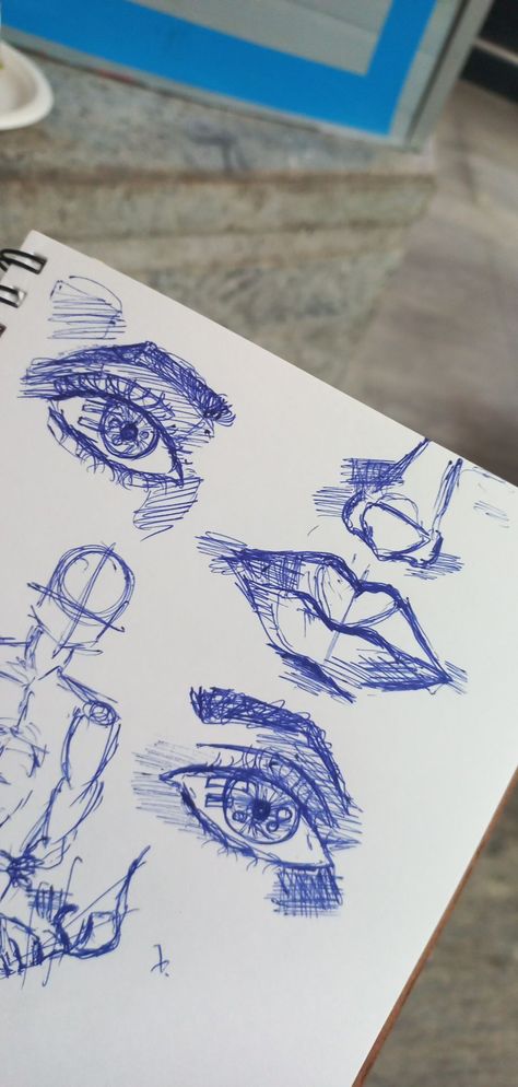 Blue Ball Pen Art, Bic Pen Drawing Tutorial, Blue Pen Art Drawings, Blue Pen Drawing Sketch, Ballpoint Pen Art Easy, Blue Ballpoint Pen Art, Ballpen Drawing Easy, Blue Pen Art Simple, Ball Pen Sketch Simple