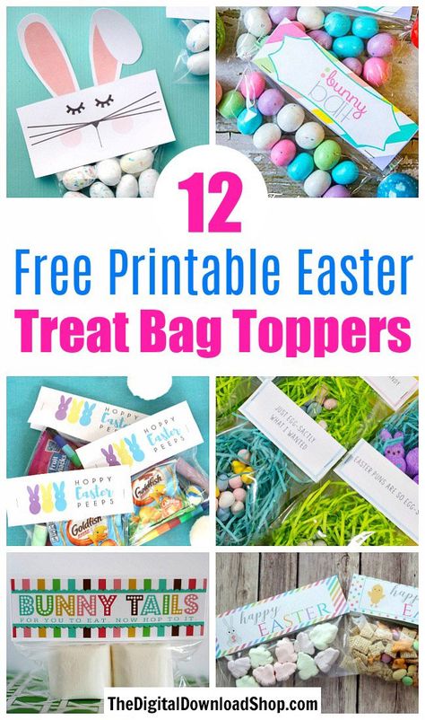 12 Free Printable Easter Treat Bag Toppers- Make your Easter favors and candy gifts look egg-stra cute this year with some of these adorable free printable Easter treat bag toppers! | Easter party favors, Easter printable, #freePrintables #printable #Easter #treatBags #DigitalDownloadShop Snack Bag Ideas, Easter Classroom Treats, Easter Bag Toppers, Easter Egg Treats, Small Easter Gifts, Easter Snack, Easter Classroom, Treat Bag Toppers, Easter Treat Bags