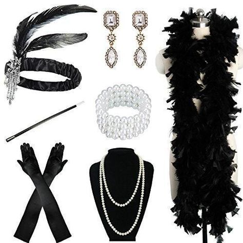 Gatsby Party Accessories, 1920s Womens Headpiece, Flapper Accessories 20s Style, 1920 Accessories Gatsby, 1920s Accessories Party, 1920s Halloween Costumes Women, 20 Costume 1920s, 1920s Fashion Accessories, 20s Costumes Women