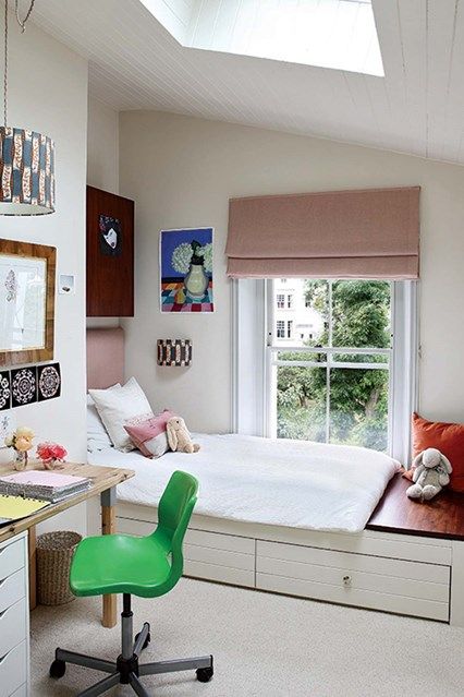 Under Bed Storage - The owners of this London house asked architect Maria Speake to create more family space - kids' rooms on HOUSE by House & Garden Small Kids Bedroom, Storage Kids Room, Small Space Storage, Room Window, Window Bed, Small Room Design, Space Ideas, Under Bed, Under Bed Storage