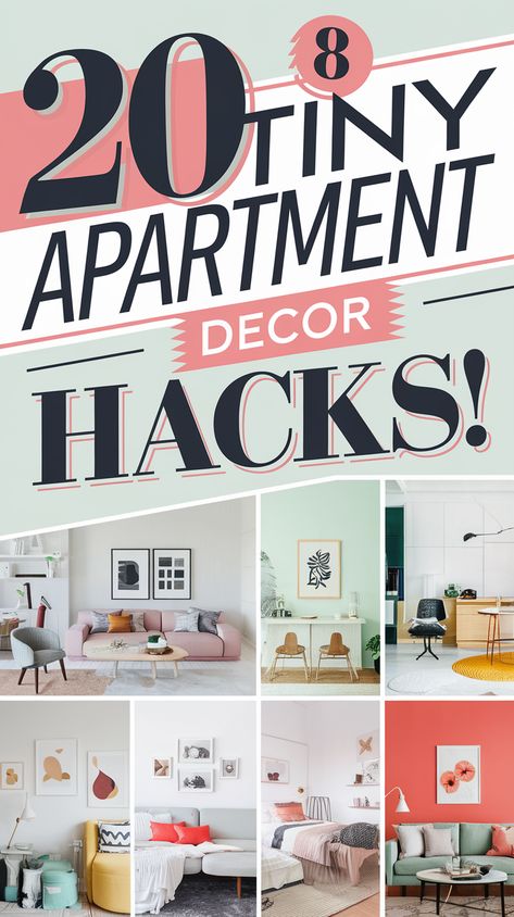 20 Tiny Apartment Decor Hacks That'll Make Your Space Feel Huge (You’ll Want to Try #8!) Easy Home Ideas, Furnishing Small Apartment, Tiny Apartment Furniture, Small Apartment Decorating On A Budget Rental Diy Organization Ideas, Tiny Home Organization Hacks, Tiny Apartment Hacks, Tiny Home Ideas Diy Space Saving, Tiny Space Hacks, Apartment Decor Hacks