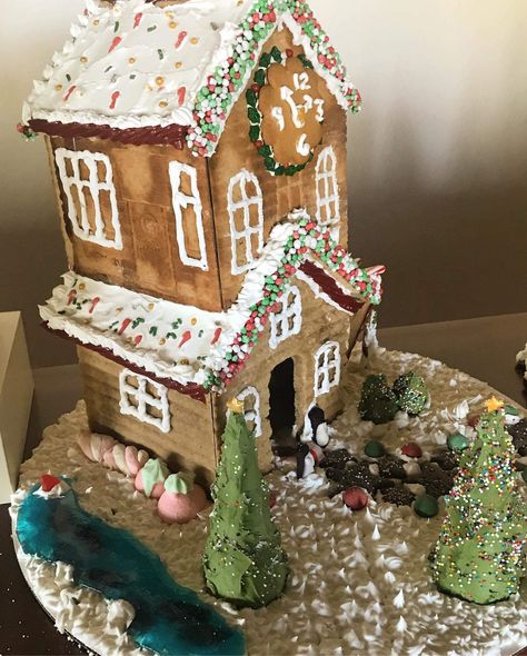 2 Story Gingerbread House, Two Story Gingerbread House, Gram Crackers, Two Story House, Christmas Gingerbread House, Gingerbread Houses, Two Story Homes, Second Story, Story House