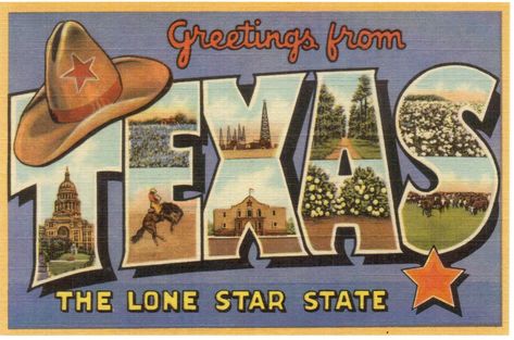 State Posters, Big Letters, Lone Star State, Postcard Printing, Vintage Greeting Cards, Blue Bonnets, Large Letters, Letter Art, Lone Star