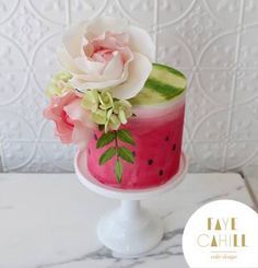 Watermelon Cupcakes, Peony Roses, Watermelon Birthday Parties, Flower Peony, Piping Flowers, Watermelon Cake, Watermelon Party, Watermelon Birthday, Salty Cake