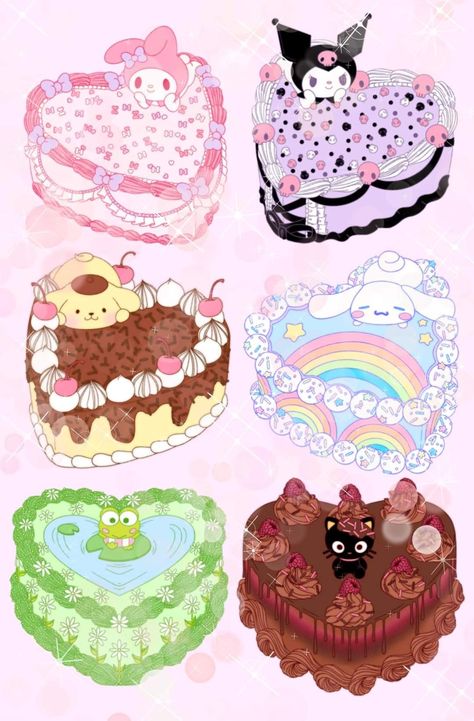 Cake Drawing, Want To Draw, Hello Kitty Cake, Fake Cake, Pretty Birthday Cakes, Cute Birthday Cakes, Hello Kitty Pictures, Kawaii Food, Cute Desserts