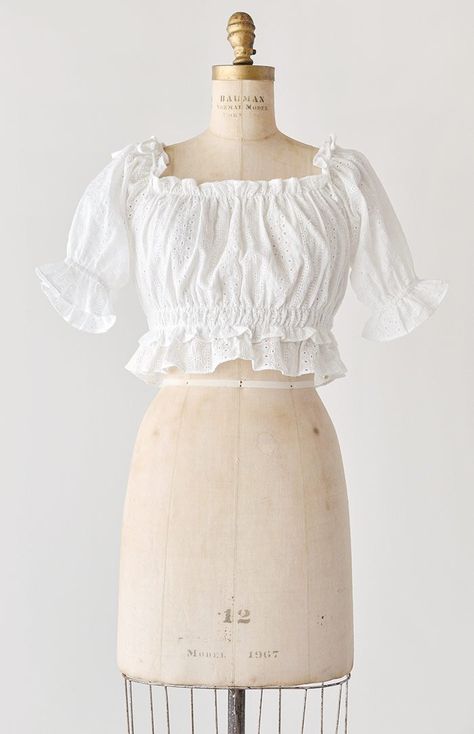 White Peasant Top, Feminine Clothing, White Cotton Blouse, Gathered Bodice, Basic Sewing, Bird Dress, White Floral Top, Adored Vintage, Kids Summer Fashion