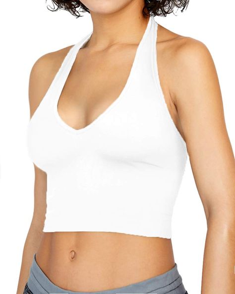 Comfortable Work Clothes, Crop Tops For Women, Oc Outfits, Basic Crop Top, Womens Halter Tops, Backless Crop Top, Trendy Tops For Women, Women Halter, Just Style