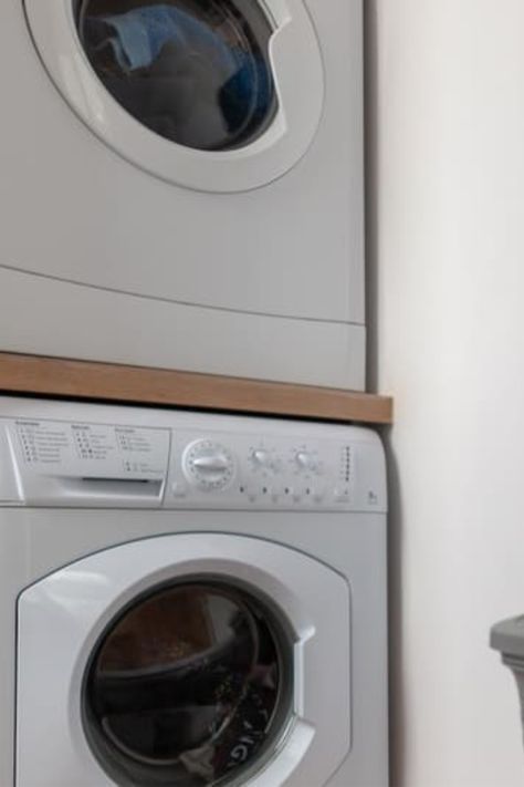 Dryer Over Washing Machine, Dryer On Top Of Washer, Diy Stacking Washer And Dryer, Dryer On Top Of Washing Machine, Washing Machine Tumble Dryer Stack, Diy Washer Dryer Stacking Kit, Tumble Dryer On Top Of Washing Machine, How To Stack Washer And Dryer, Stacking Laundry Room Ideas