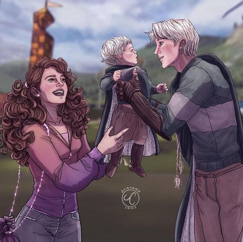 Draco Hermione, Draco And Hermione Fanfiction, Scorpius Malfoy, Draco Malfoy Fanart, Dramione Fan Art, Draco And Hermione, Images Harry Potter, Harry Potter Artwork, Harry Potter Comics