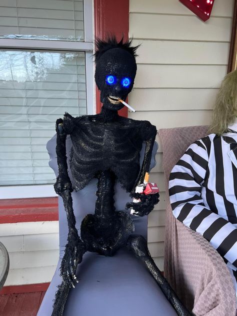 Walk Through Haunted House Ideas, Tim Burton Bathroom Ideas, Healthcare Halloween Decorations, Beetlejuice Home Decor Diy, Nurse Halloween Decorations, Beetlejuice Halloween Yard Decorations, Beetle Juice Yard Decorations, Beetle Juice Outdoor Decorations, Beetlejuice Outdoor Decorations Diy